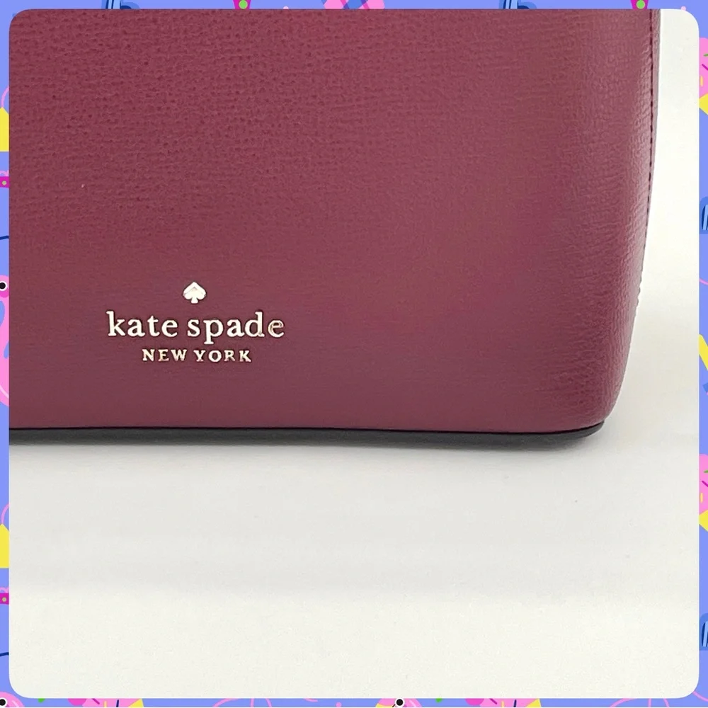 KATE SPADE Darcy Satchel Bucket Crossbody Bag Blackberry Burgundy Leather Purse